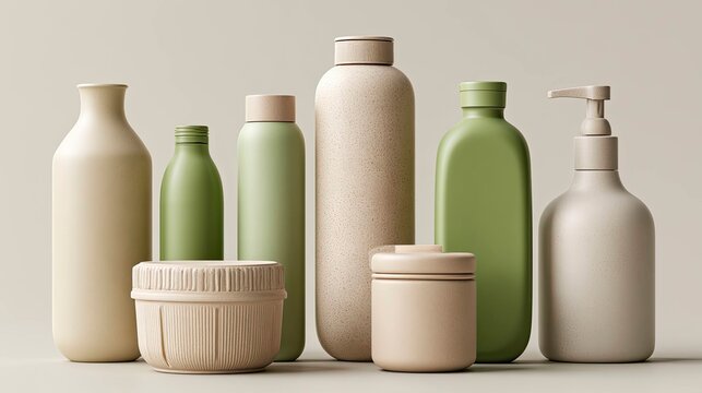 Collection of Eco-Friendly Bottles and Containers in Earth Tones for Sustainable Living