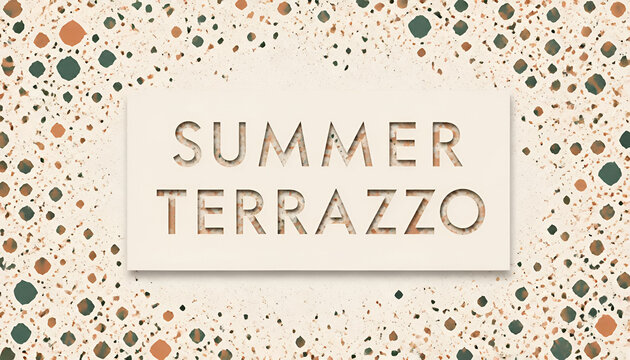 Summer Terrazzo speckled flat vector banner with modern stone pattern