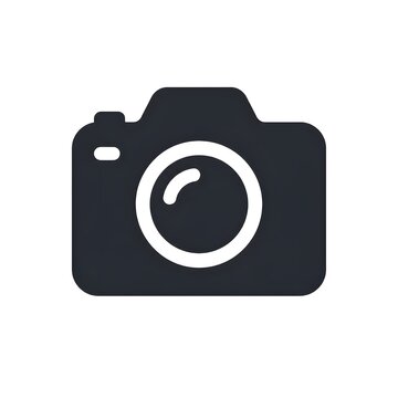 Solid black photo camera glyph vector icon on white background