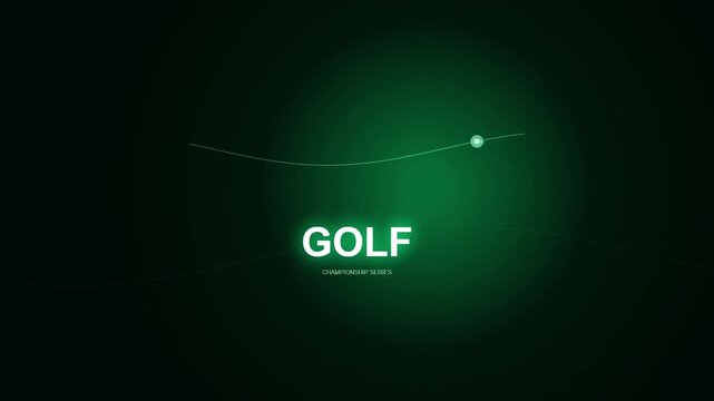Cinematic Golf Championship Intro Background with Glowing Motion Ball, Dynamic Curve Arc, and Emerald Green Ambient Lights