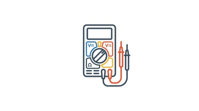 Modern flat design icon of a digital multimeter device for electrical measurement
