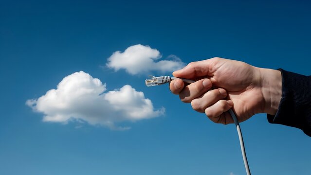 Cloud Computing and Internet Connectivity Concept with Ethernet Network Cable and Cloud Technology