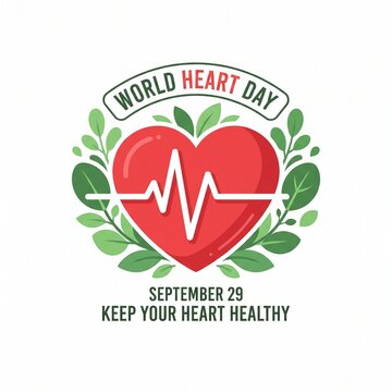 World Heart Day banner vector illustration with healthy heart concept and medical icons