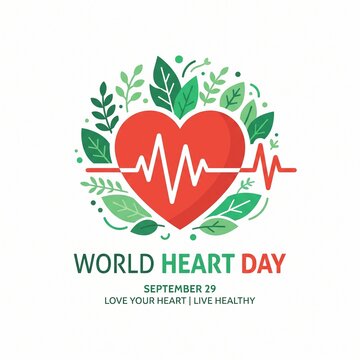 World Heart Day banner vector illustration with healthy heart concept and medical icons