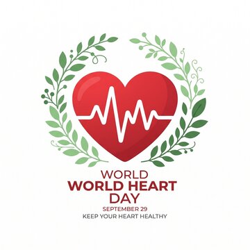 World Heart Day banner vector illustration with healthy heart concept and medical icons
