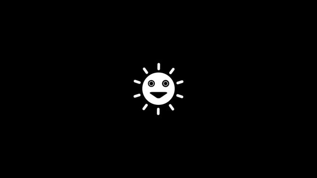 Animated golden sun icon with smiling face radiating rays against a black background