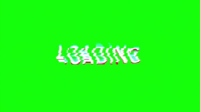 Glitching loading text on a bright green screen, symbolizing waiting or buffering with a retro digital aesthetic.