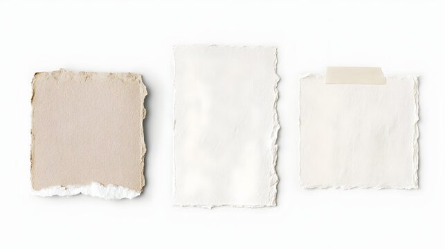 Minimalist torn paper and tape scrapbook design elements