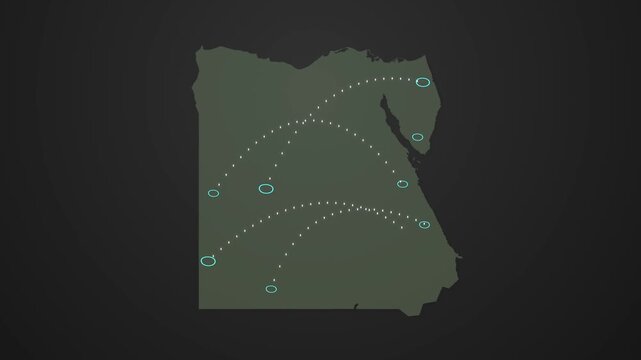 Egypt Map Animation Showing Signal Transmission from One Location to Another