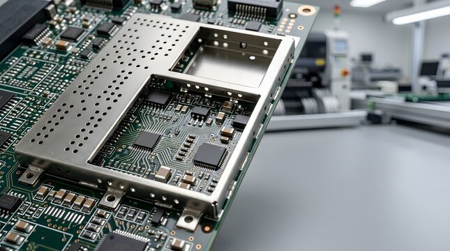 electromagnetic interference shielding enclosure protecting densely populated circuit board for reliable electronic equipment and signal integrity
