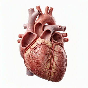 Anatomical Human Heart - Realistic Medical Illustration on White Background