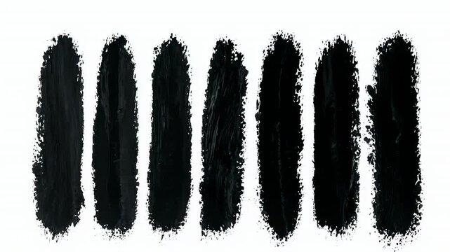 Abstract black brush strokes on white background with smooth cinematic motion