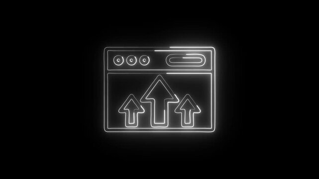Browser Growth Chart Icon Animation with Glowing Lines on Black Background