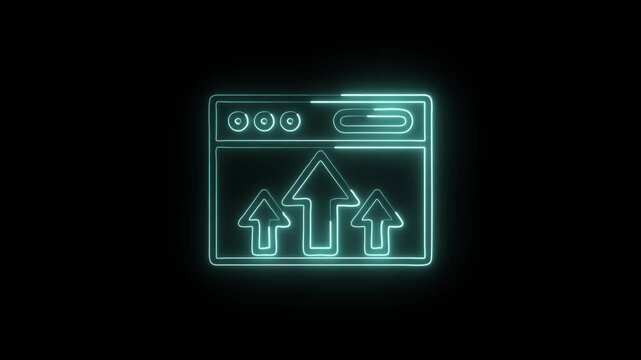 Browser Growth Chart Icon Animation with Glowing Lines on Black Background