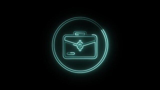 Business Document Icon Animation with Glowing Lines on Black Background