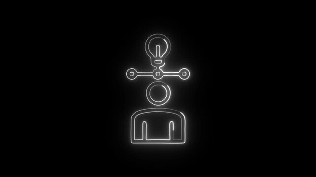 Brainstorming Network Diagram Icon Animation with Glowing Lines on Black Background