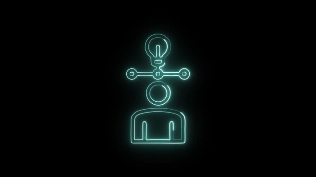 Brainstorming Network Diagram Icon Animation with Glowing Lines on Black Background