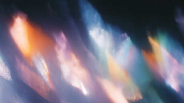 abstract prism light refraction casting rainbow glow over dark canvas for ethereal wallpaper and web design backdrop
