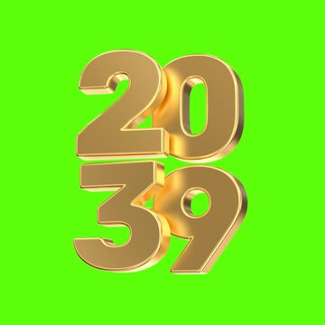 Gold 3D numbers for year 2032