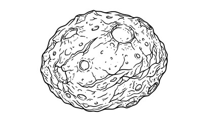 Cratered meteorite rock line art outline vector illustration © Farjanabegum