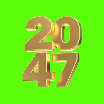 Year 2046 3D gold numbers