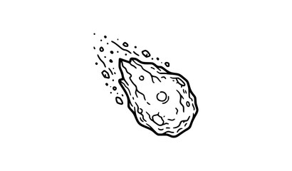Falling meteorite with rocky trail line art outline vector icon illustration © Farjanabegum
