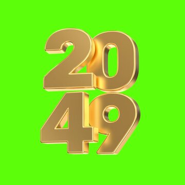 Metallic gold 3D year 2049 3d