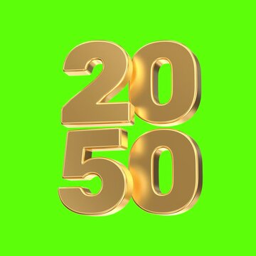 Year 2050 gold 3D digits