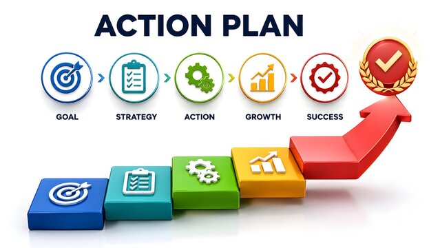 Visualizing the Essential Action Plan Process: From Goal Setting and Strategy to Taking Action, Achieving Growth, and Ultimately Reaching Success.