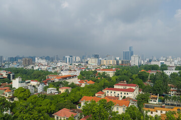 Fototapeta premium Aerial View of Ba Dinh District Skyline in Hanoi, Vietnam