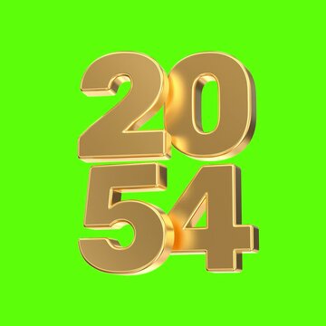 Golden metallic 3D year 2052