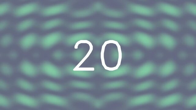 Abstract green and blue pattern with number twenty overlay