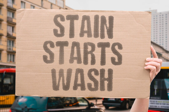 "Stain starts wash" The need for a spot treatment arises after the cycle begins. STAIN. WASHING. TIMING. URGENT. LAUNDRY.