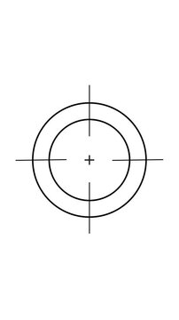 Minimalist crosshair target overlay animation on white background, for hud and, gaming ui reticle scope