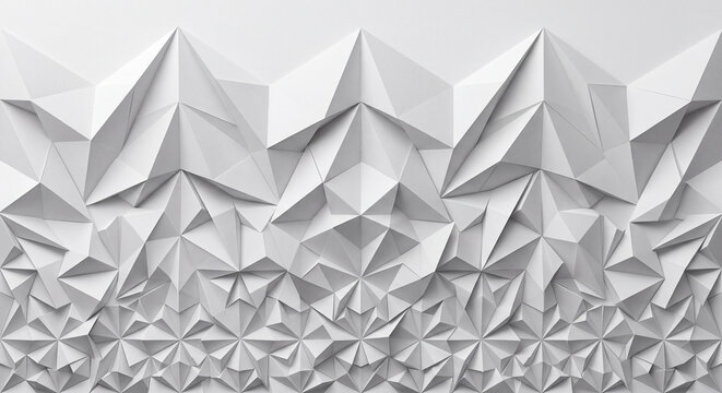 Geometric tessellated pattern with repeating triangular facets on a white background