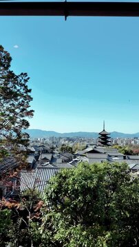 京都の八坂の塔を見渡す