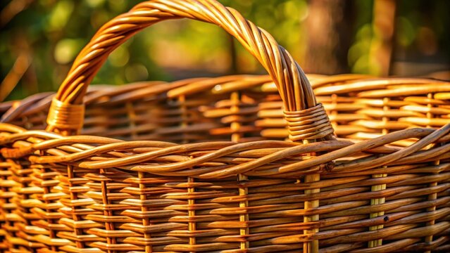 A wicker basket closeup photo texture with shallow depth of field
