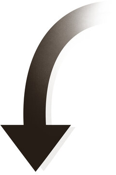 Black Curved Down Arrow Isolated