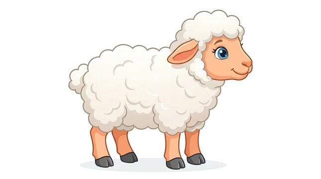 Cute white lamb cartoon character for farming.