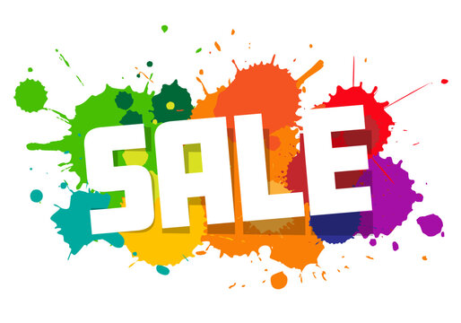 Text " Sale " on colors splashes background