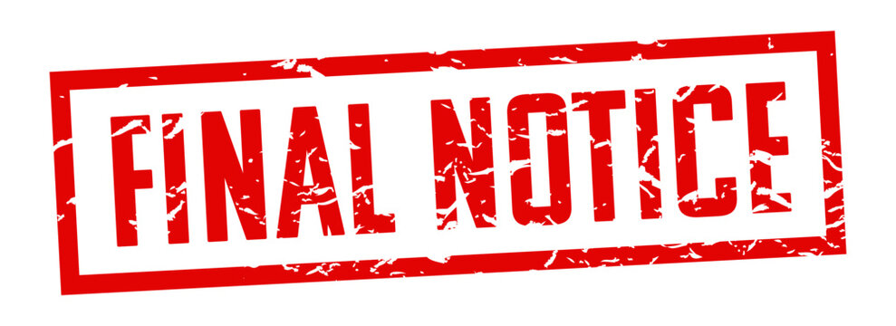 Text " Final notice " on red stamp