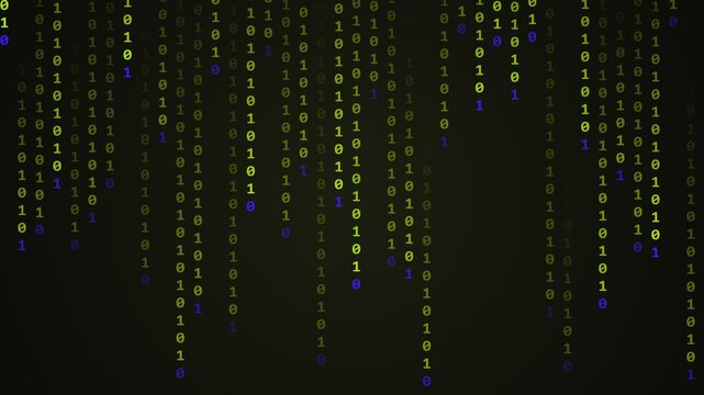 Binary code falling on a dark digital background