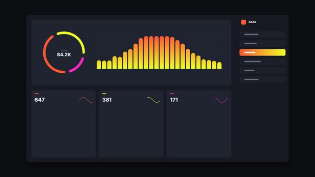 Data dashboard interface with animated bar graph