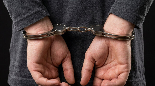 Person with Hands Cuffed Behind Back, Close-up, Crime and Justice Concept