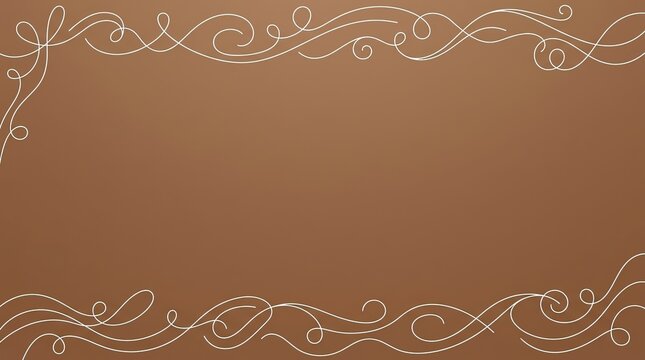 Elegant white scrollwork border on brown background.