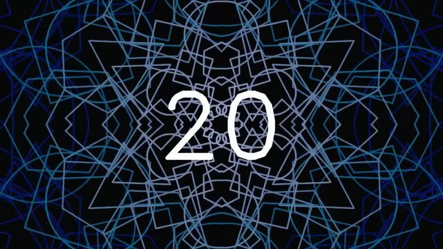 Abstract geometric pattern with number 20 on black background