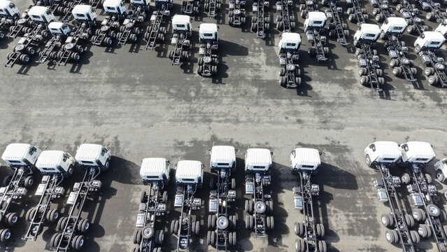 New truck chassis awaiting completion at factory