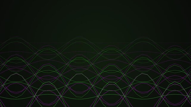 Abstract wave patterns with green purple lines