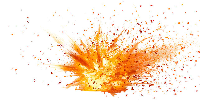 Orange shrapnel explosion projecting sparks across black background