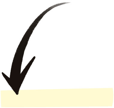 Hand Drawn Long Curved Arrow Pointing Down to Highlight